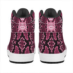 Pink Python Snakeskin Print High Top Leather Sneakers