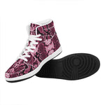 Pink Python Snakeskin Print High Top Leather Sneakers