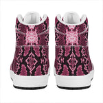 Pink Python Snakeskin Print High Top Leather Sneakers