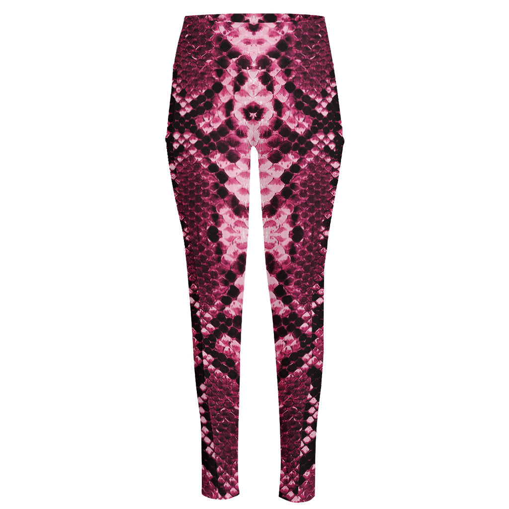 Pink Python Snakeskin Print High-Waisted Pocket Leggings
