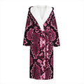 Pink Python Snakeskin Print Hooded Bathrobe