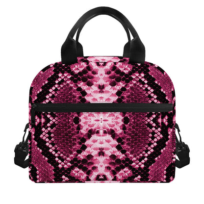 Pink Python Snakeskin Print Insulated Lunch Bag