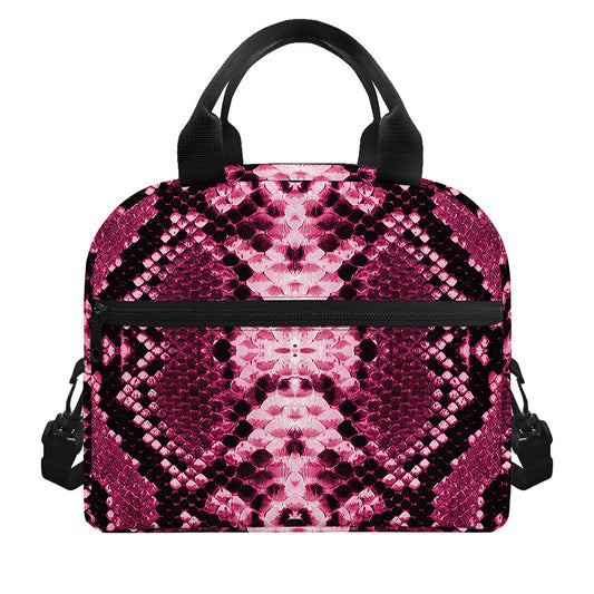 Pink Python Snakeskin Print Insulated Lunch Bag