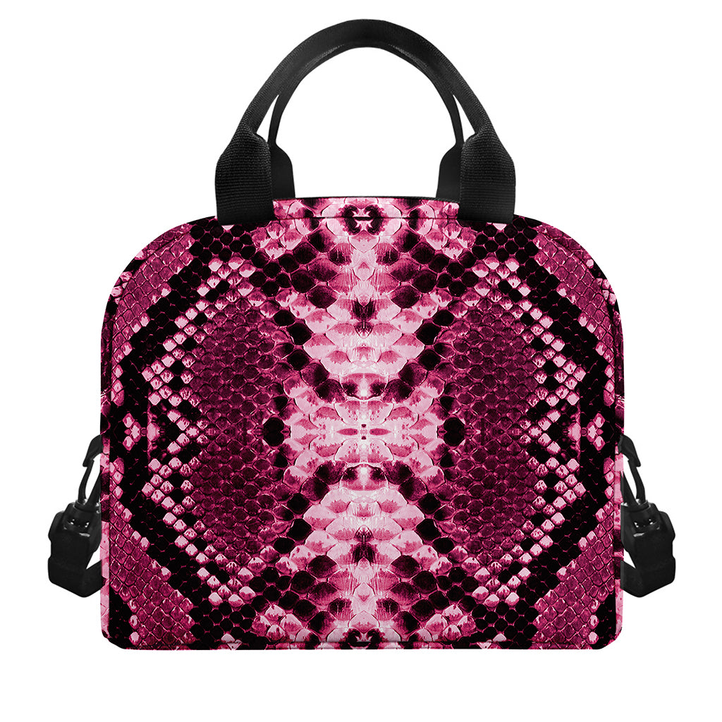 Pink Python Snakeskin Print Insulated Lunch Bag