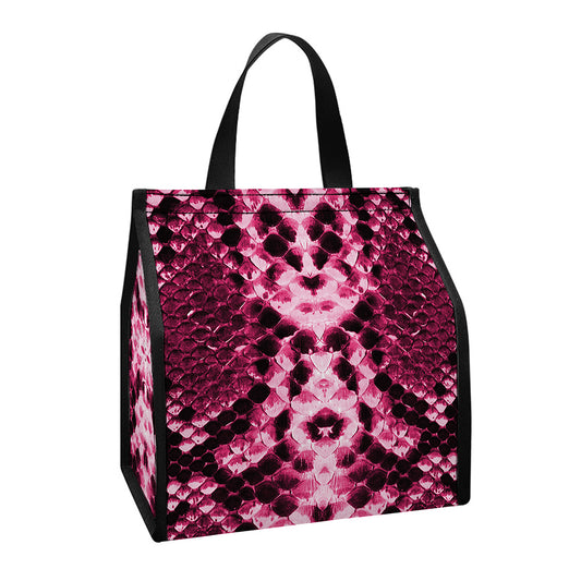 Pink Python Snakeskin Print Insulated Lunch Tote