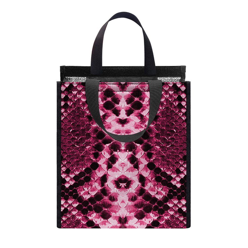 Pink Python Snakeskin Print Insulated Lunch Tote