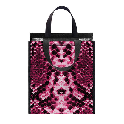 Pink Python Snakeskin Print Insulated Lunch Tote