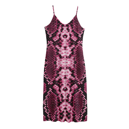 Pink Python Snakeskin Print Jersey Midi Cami Dress