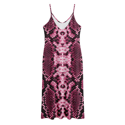 Pink Python Snakeskin Print Jersey Midi Cami Dress