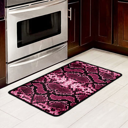 Pink Python Snakeskin Print Kitchen Mat