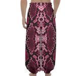 Pink Python Snakeskin Print Lantern Pants