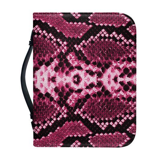 Pink Python Snakeskin Print Leather Bible Cover