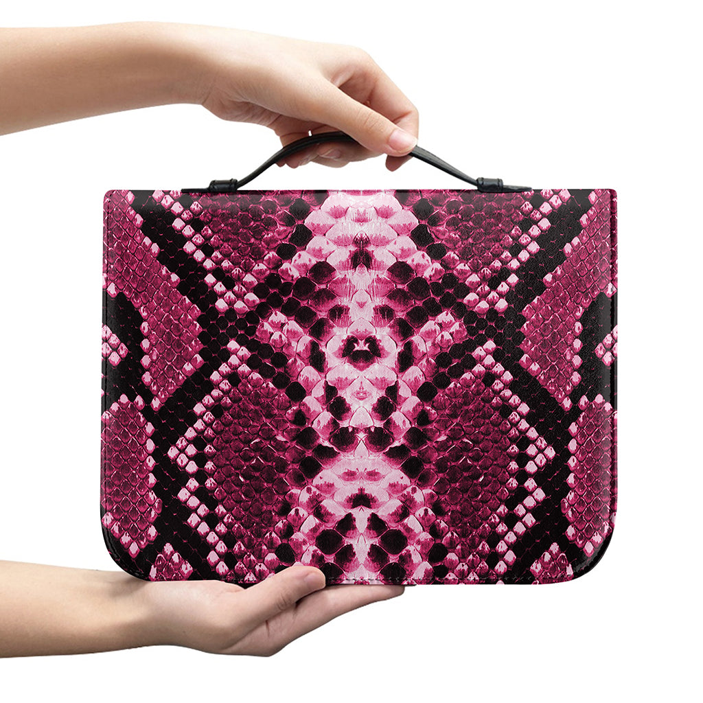 Pink Python Snakeskin Print Leather Bible Cover
