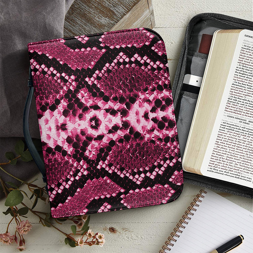 Pink Python Snakeskin Print Leather Bible Cover