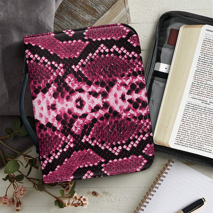Pink Python Snakeskin Print Leather Bible Cover
