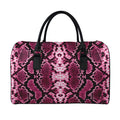 Pink Python Snakeskin Print Leather Duffel Bag