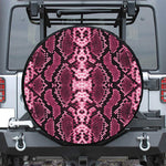 Pink Python Snakeskin Print Leather Spare Tire Cover