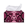 Pink Python Snakeskin Print Leather Tissue Box Cover