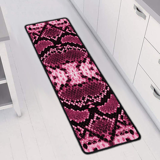 Pink Python Snakeskin Print Long Kitchen Mat