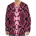 Pink Python Snakeskin Print Long Sleeve Baseball Jersey