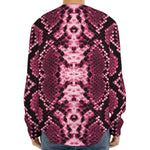 Pink Python Snakeskin Print Long Sleeve Baseball Jersey