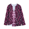 Pink Python Snakeskin Print Long Sleeve Short Coat