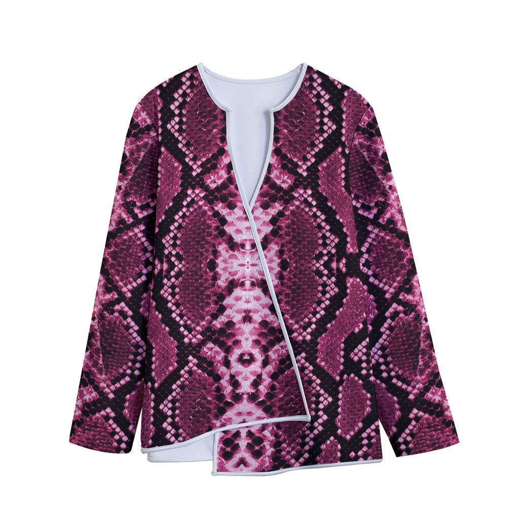 Pink Python Snakeskin Print Long Sleeve Short Coat