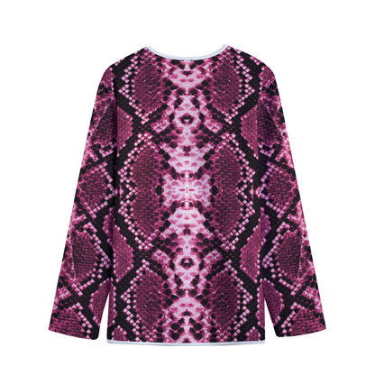 Pink Python Snakeskin Print Long Sleeve Short Coat