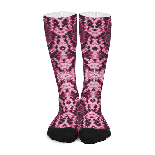 Pink Python Snakeskin Print Long Socks