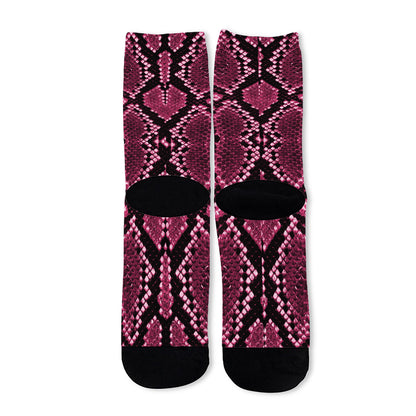Pink Python Snakeskin Print Long Socks