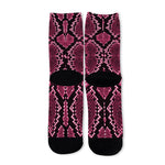 Pink Python Snakeskin Print Long Socks