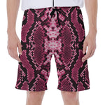 Pink Python Snakeskin Print Men's Beach Shorts