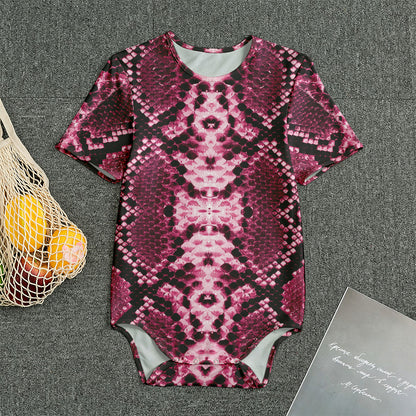 Pink Python Snakeskin Print Men's Bodysuit