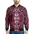 Pink Python Snakeskin Print Men's Bomber Jacket