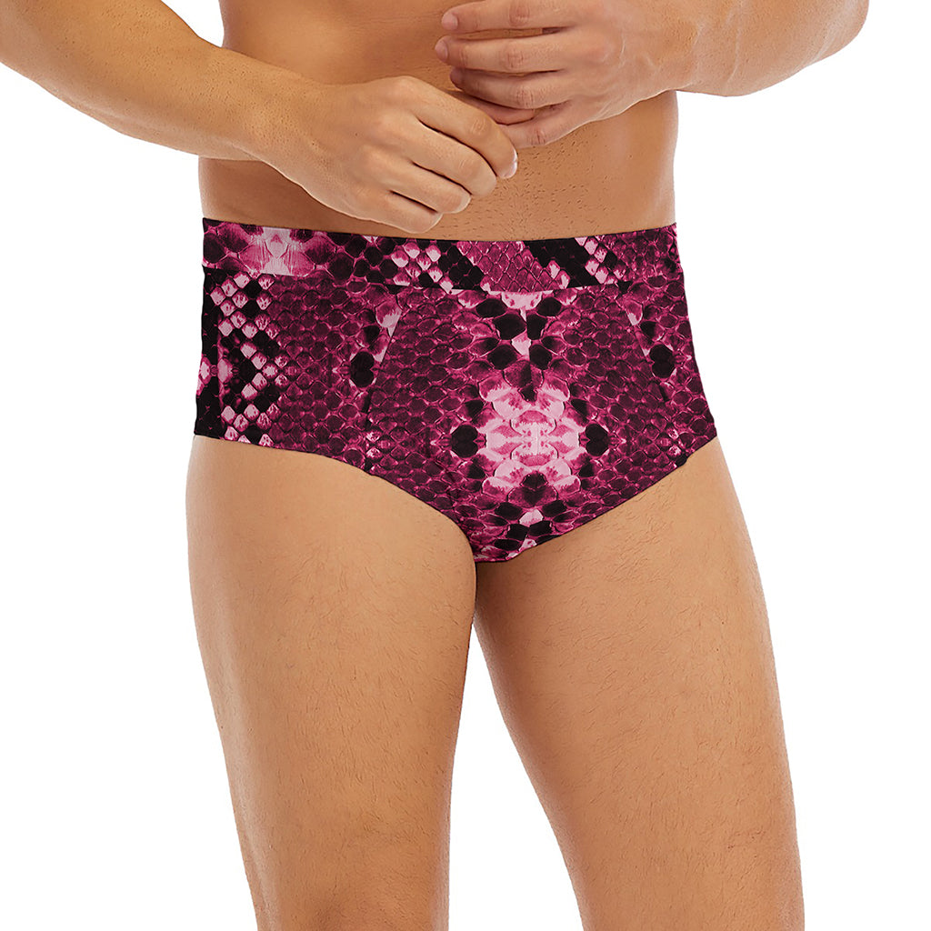 Pink Python Snakeskin Print Men's Briefs