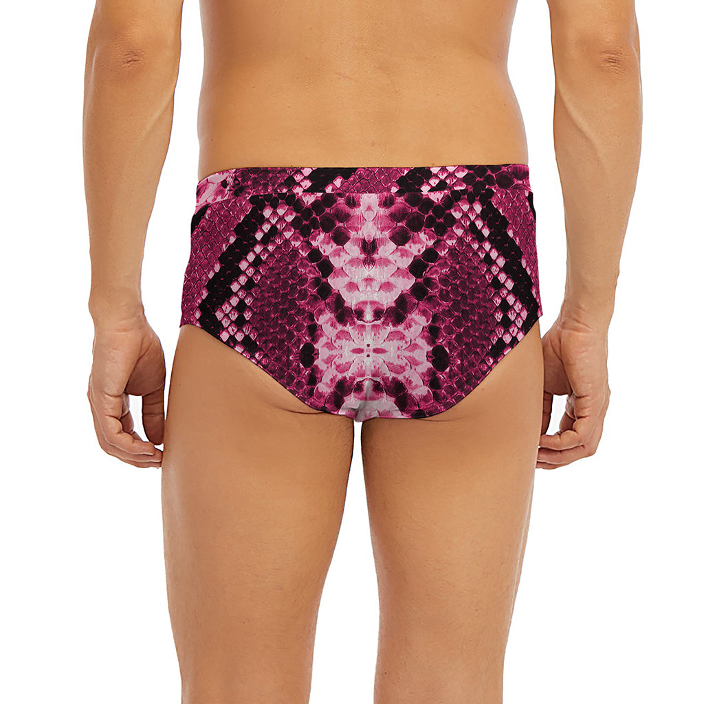 Pink Python Snakeskin Print Men's Briefs
