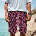 Pink Python Snakeskin Print Men's Cargo Shorts