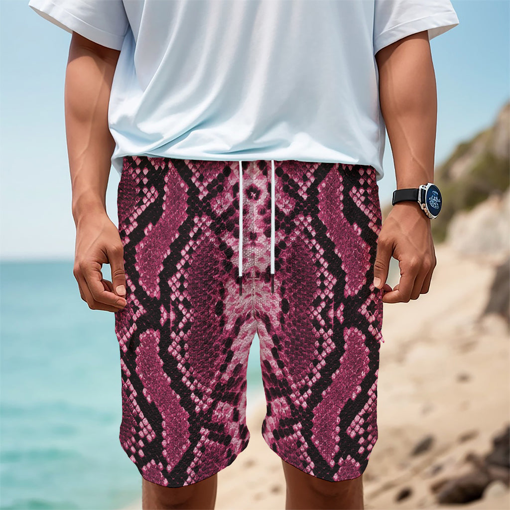 Pink Python Snakeskin Print Men's Cargo Shorts