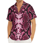 Pink Python Snakeskin Print Men's Deep V-Neck Shirt