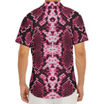Pink Python Snakeskin Print Men's Deep V-Neck Shirt