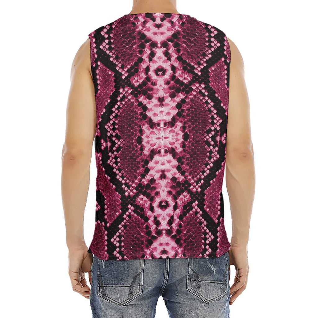 Pink Python Snakeskin Print Men's Fitness Tank Top