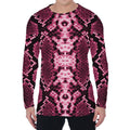 Pink Python Snakeskin Print Men's Long Sleeve T-Shirt
