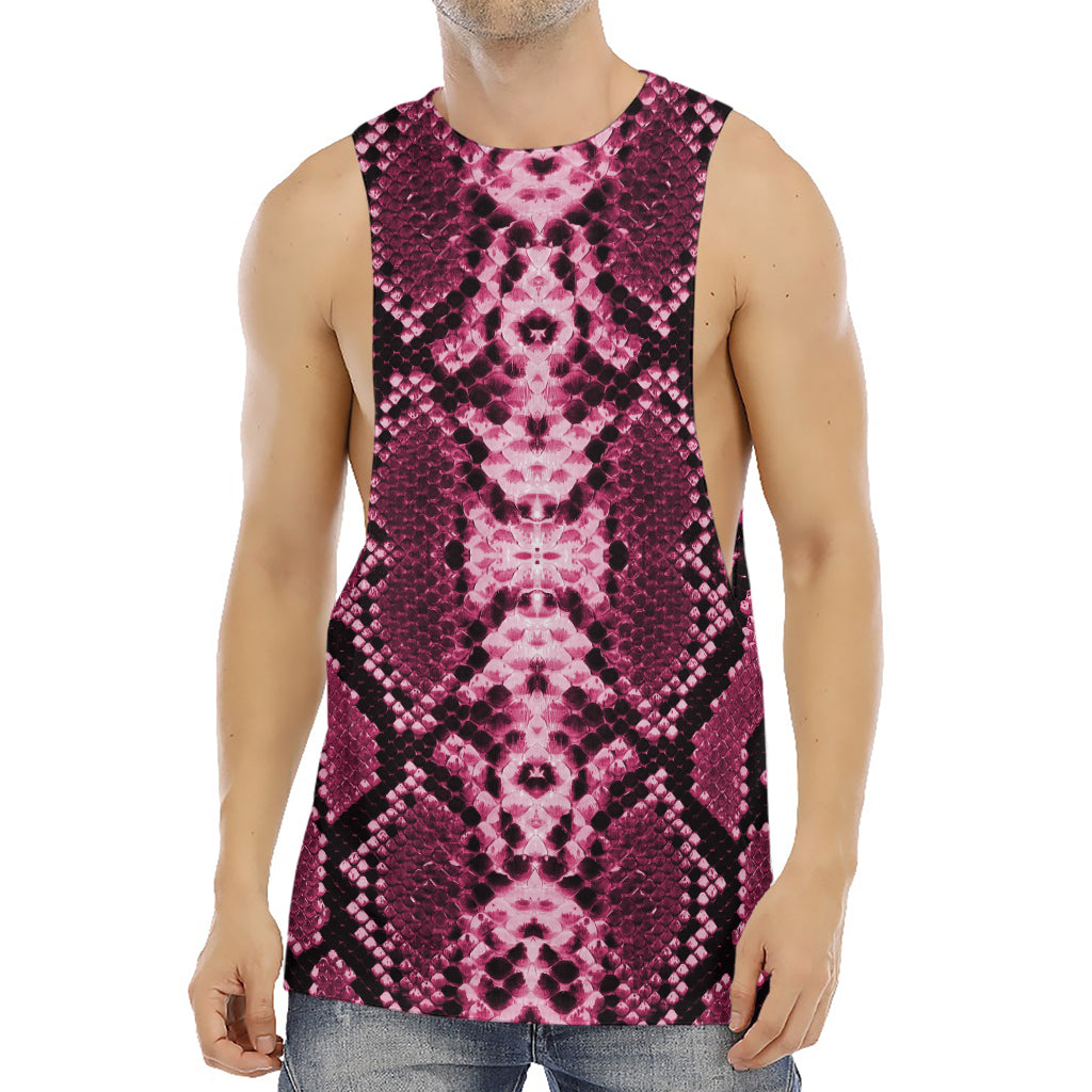 Pink Python Snakeskin Print Men's Muscle Tank Top