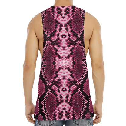 Pink Python Snakeskin Print Men's Muscle Tank Top