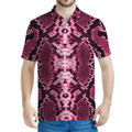 Pink Python Snakeskin Print Men's Polo Shirt