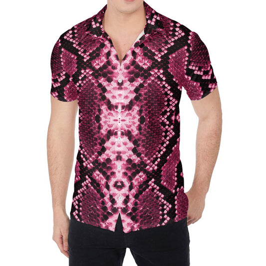 Pink Python Snakeskin Print Men's Shirt
