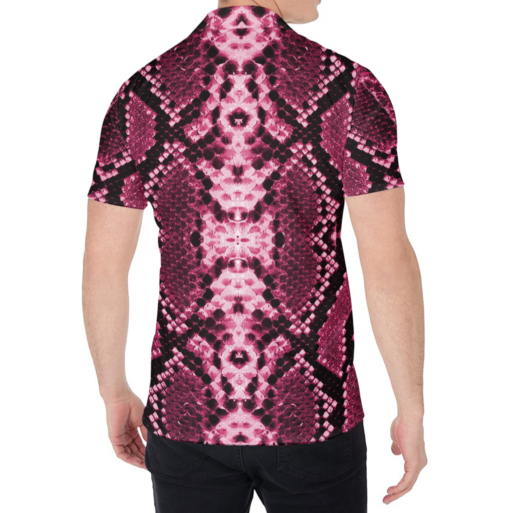 Pink Python Snakeskin Print Men's Shirt