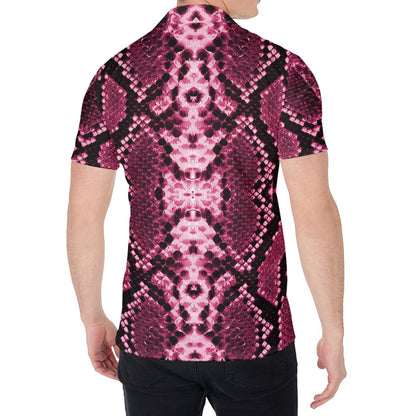 Pink Python Snakeskin Print Men's Shirt