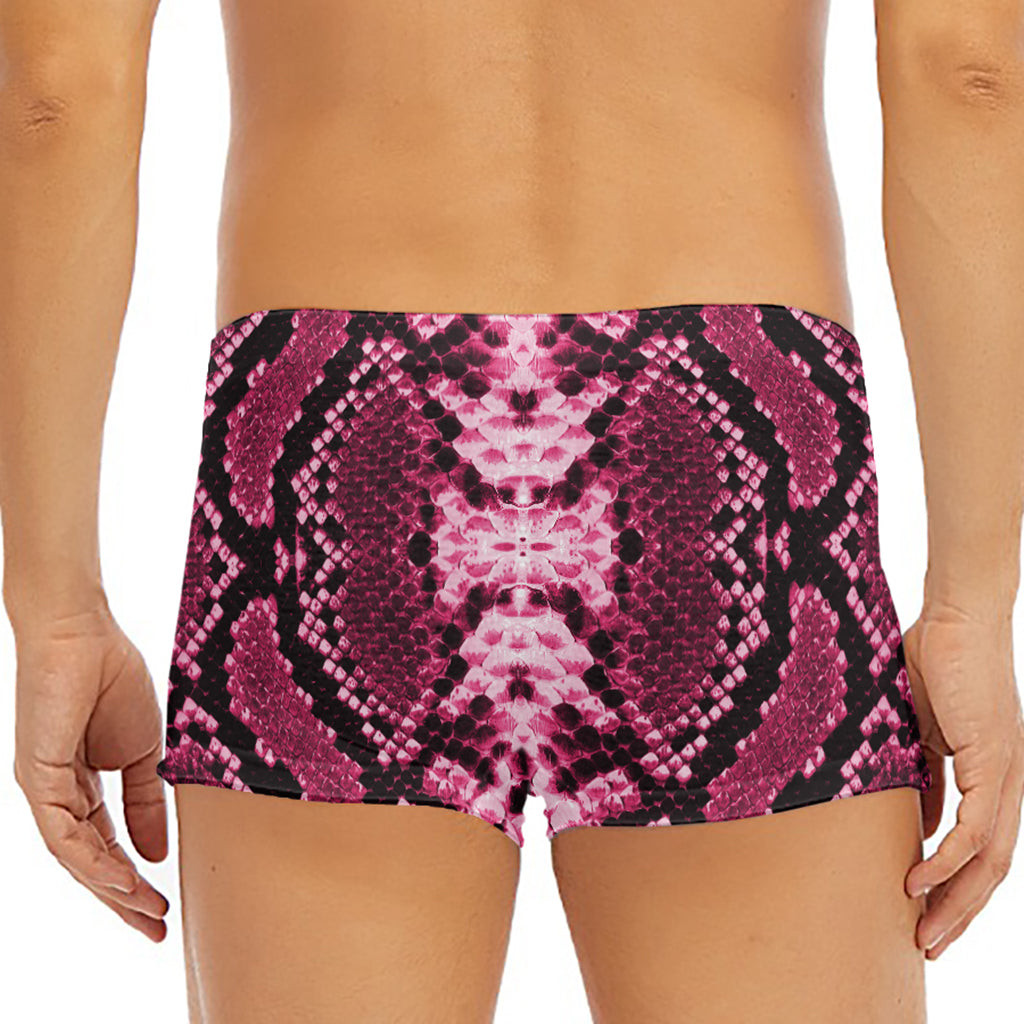 Pink Python Snakeskin Print Men's Short Boxer Briefs