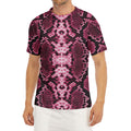 Pink Python Snakeskin Print Men's Short Sleeve Rash Guard